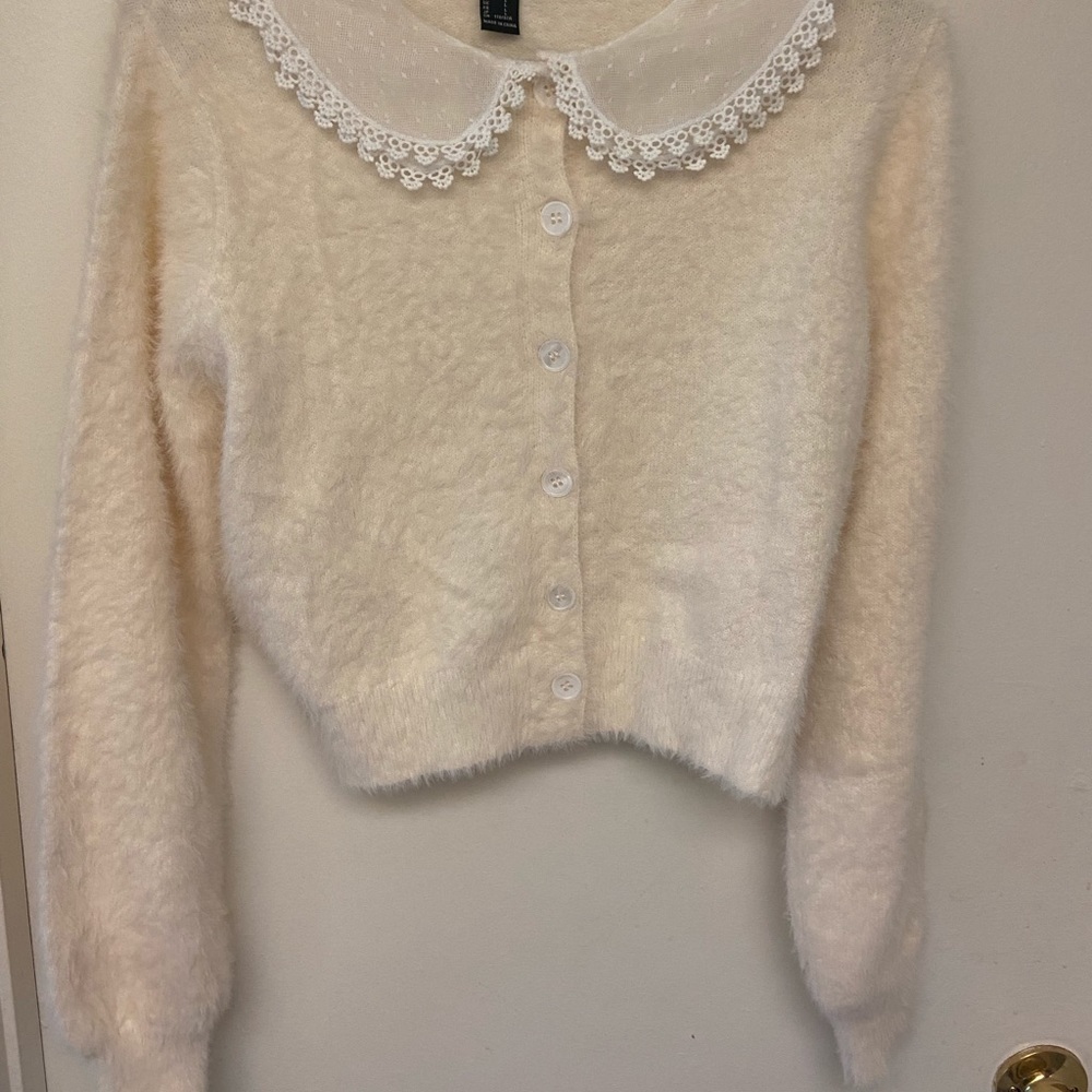 Cream Fuzzy Cardigan